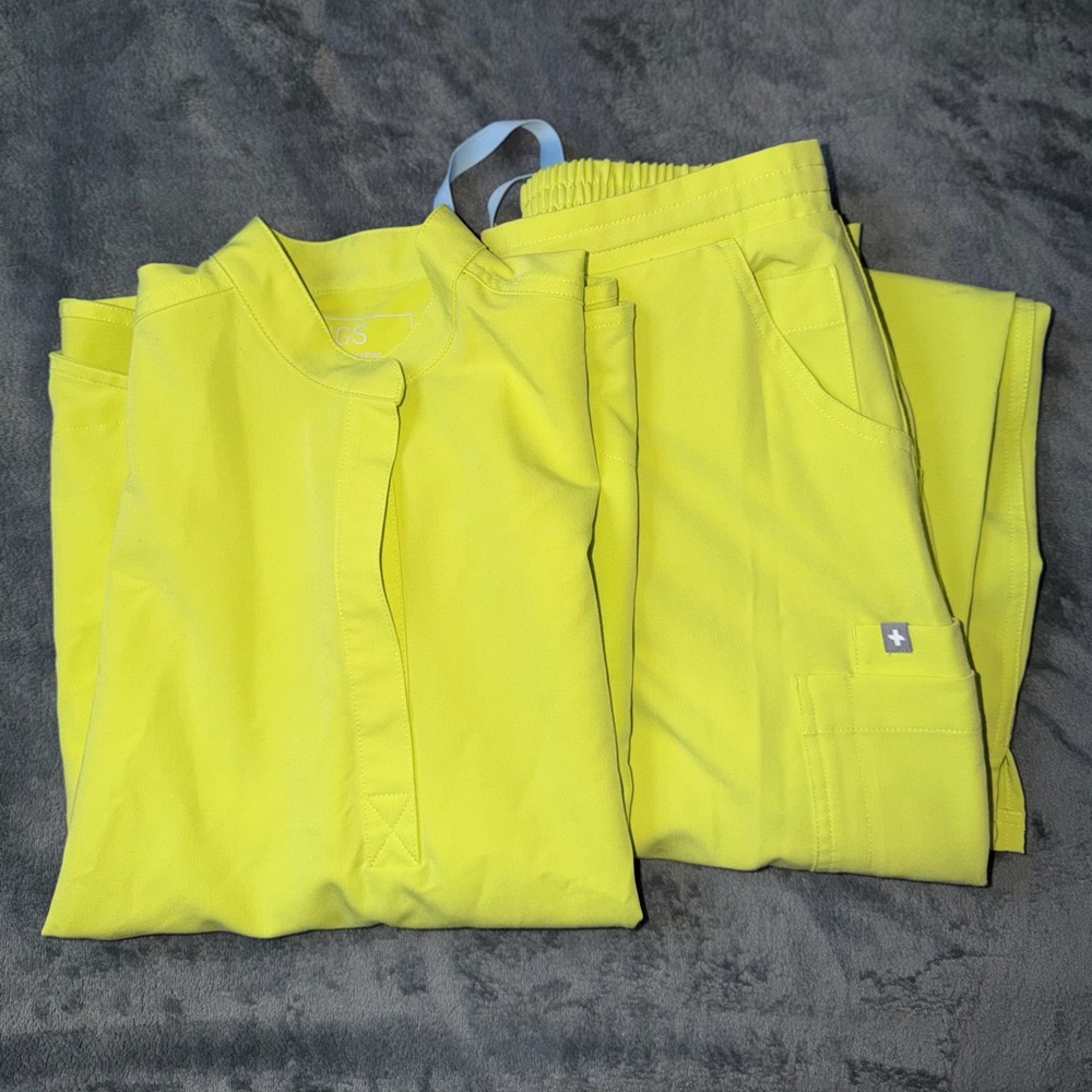 FIGS Rafaela oversized scrub top in a limited edition neon yellow color